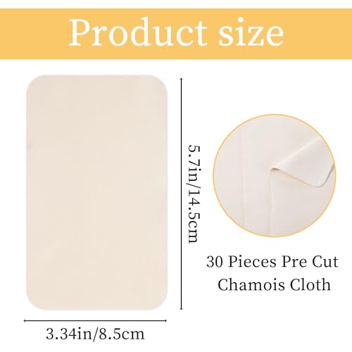 30 Pieces Pre Cut Chamois for Pottery Tools 3.3 X 5.7 Inch Chamois Pottery Trimming Tools Clay Tool for Trimming The Edge (Beige) - Thumbnail 2