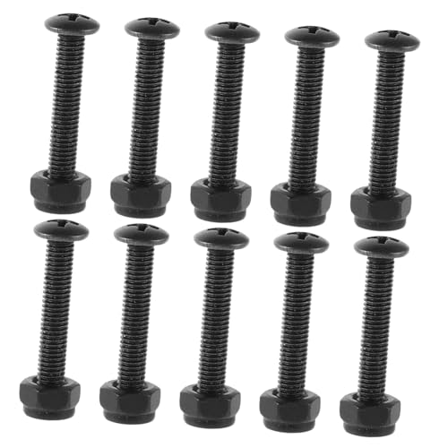 Mipcase 10pcs Surfboard Screws Tool Set Black Self Tapping Screws and Nuts for Secure Skateboard and Surfboard Connection Compact Design for Easy Outdoor Repairs
