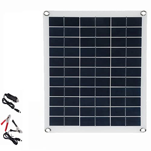 WEEYER Kit Panneau Solaire 100W 18V Monocristallin avec Contrôleur de Charge Solaire 60A + Câble d'Extension avec Clips de Batterie Borne O-Ring pour RV Marine Boat Off Grid System,Solar Panel Cover