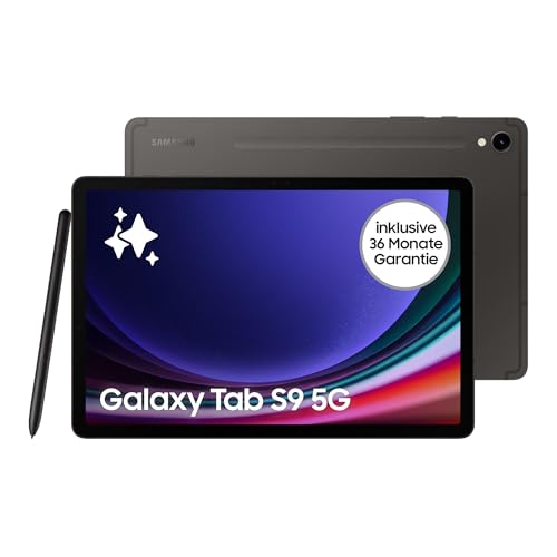 Samsung Galaxy Tab S9 AI-Android-Tablet, 5G, 128 GB / 8 GB RAM, MicroSD-Kartenslot, Inkl. S Pen, Simlockfrei ohne Vertrag, Graphit, Inkl. 36 Monate Herstellergarantie [Exklusiv bei Amazon] 1