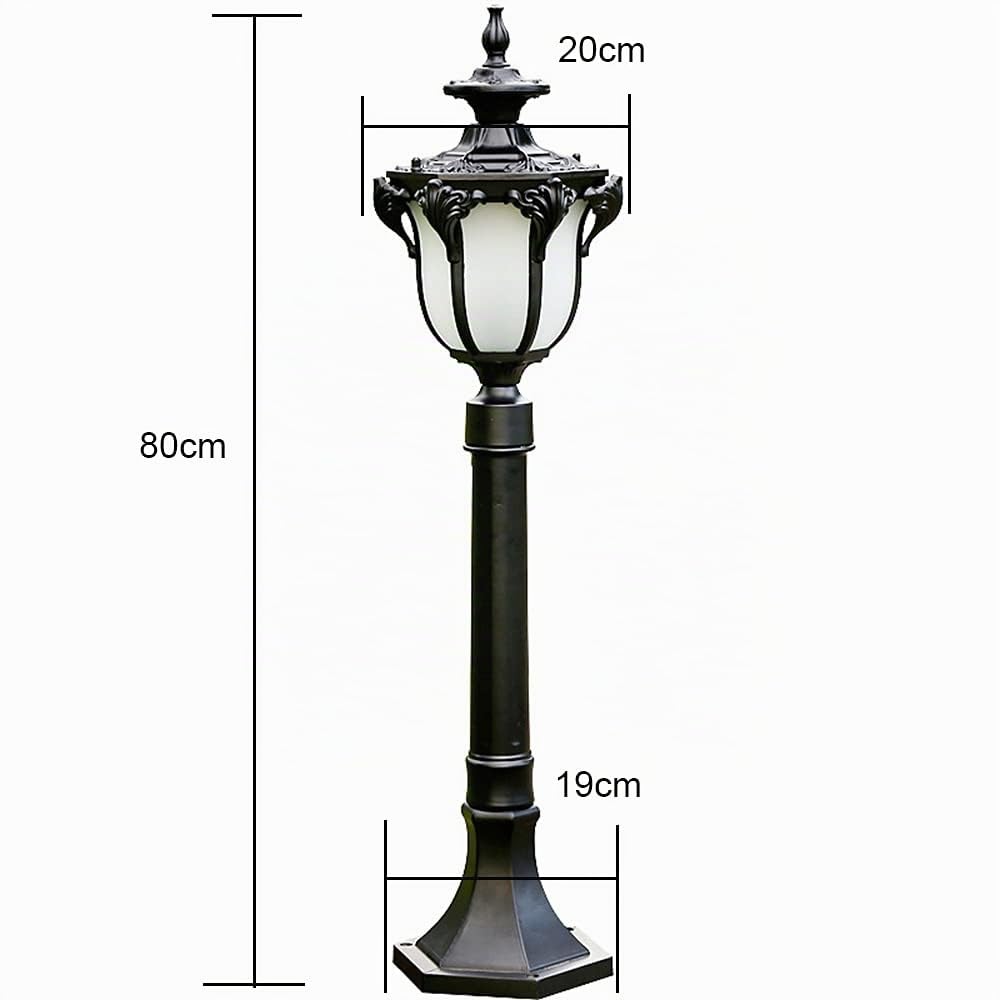 Mengjay Lampione da Giardino in Stile Vintage con Palo, in Alluminio Pressofuso con Vetro Smerigliato, Lampada da Terra E27 da Esterno Impermeabile IP23 (A)