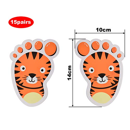 Bluecell 15-Pairs Cartoon Animals Guide Self-Adhesive Footprints Stickers Floor Decals For Room Party Nursery Floor Stairs Decor (Tiger (Orange)) #TOP1
