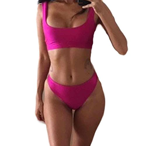 Summer Hot Sale! AMA(TM) Women Sexy Push Up Padded Bra Bottom Bikini Set Swimwear Swimsuit Beachwear (S, Hot Pink)