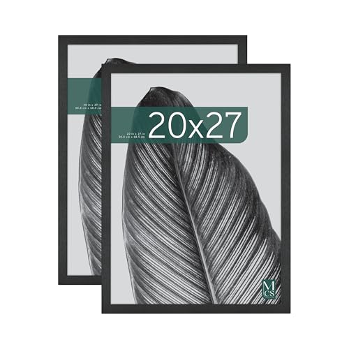 MCS Studio Gallery 20x27 Poster Frame Black Woodgrain, Vertical & Horizontal Wall Hanging Large Picture Frame for Photos, Posters & Art Prints (2-Pack)
