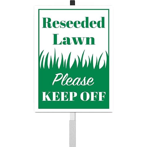 vfsxcmi Reseeded Lawn Please Keep Off Yard Sign With Stakes 8x12 inches Rustproof Reflective Aluminum Stay Off Grass Lawn Sign Stand for Home Garden Outdoor