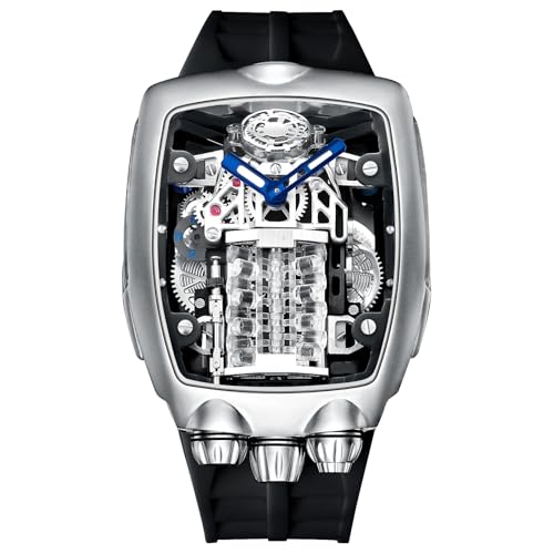 P PINDUER Automatik Uhr Herren - Japanischer NH35 Movement Herrenuhr Automatik mit Lederarmband, 50 * 42mm Edelstahlgehäuse, Premium Uhr Herren für Business & Alltag (5023-Black)