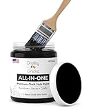 Chalky Chicks All-in-One Chalk Paint for Furniture or Cabinet - 4 Fl Oz - Matte Finish Starless Night Black for Metal, Wood Furniture Paint - No Sanding All-in-One for Home Decor & Crafts, USA Made