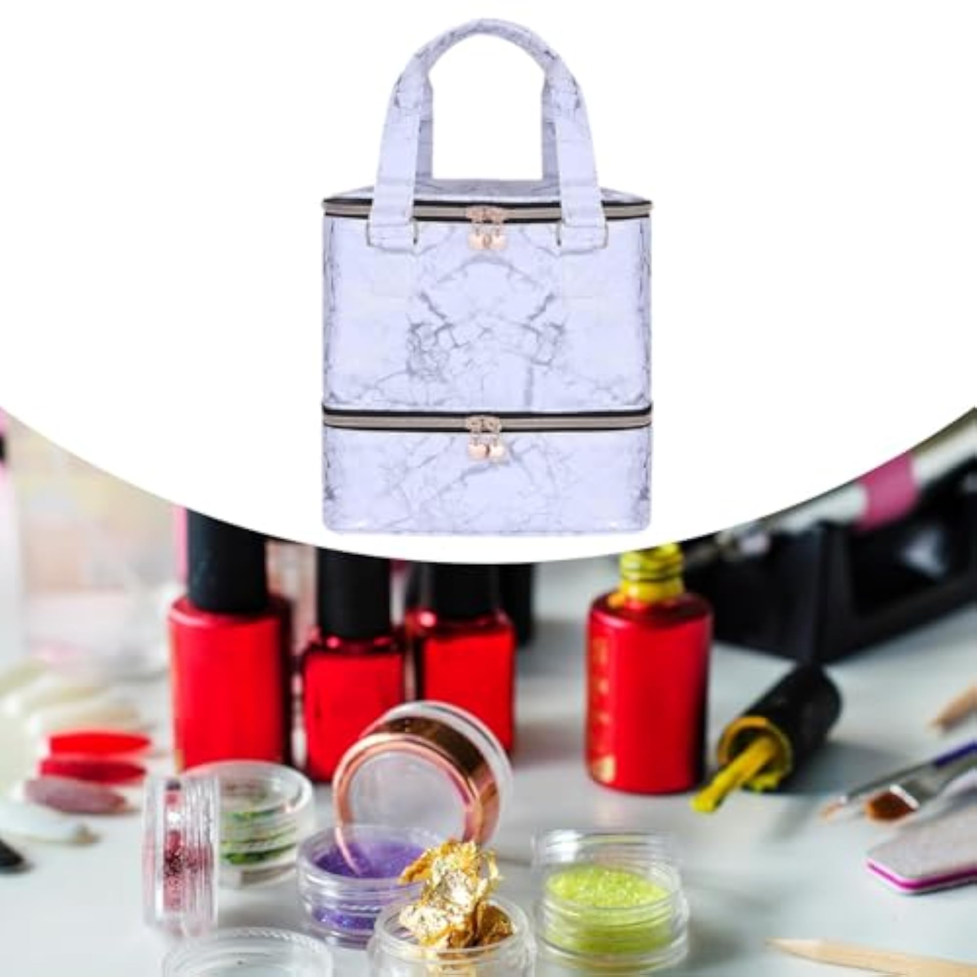 Double Layer Nail Polish Storage Bag, Travel Carrying Bag