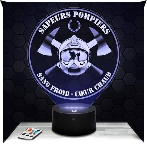 Lampephoto.fr - Lámpara 3D Logo Bombero Corazón Caliente Soldado