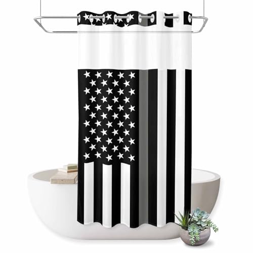 Thin Gray No Hook Shower Curtain Line Law Enforcement Correctional