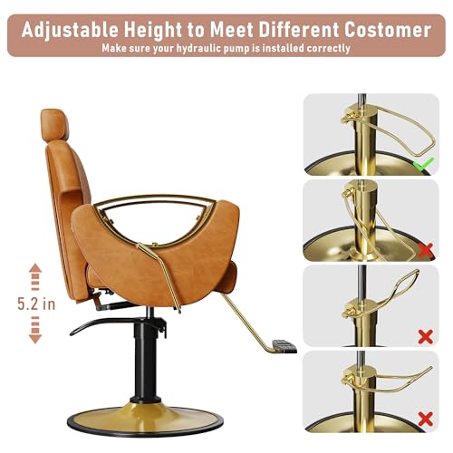 Image of LOUVIXA Barber Chair, Salon Chair for Hair Stylist, Height Adjustable Hydraulic Hair Reclining Salon Chairs, 360 Degrees Rotation, Multi-Function Shampoo Chair for Barbershop (Brown)