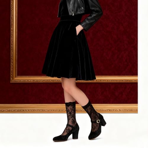 Image of SHODENSE Women Vintage Chunky High Heel Mary Jane Shoes Round Closed Toe Ankle Strap Dress Sandals 3 inch Block Heels Mary Jane Lolita Pumps Two-Toned Patchwork Buckle Office Lady Wedding Retro 4-11 M US