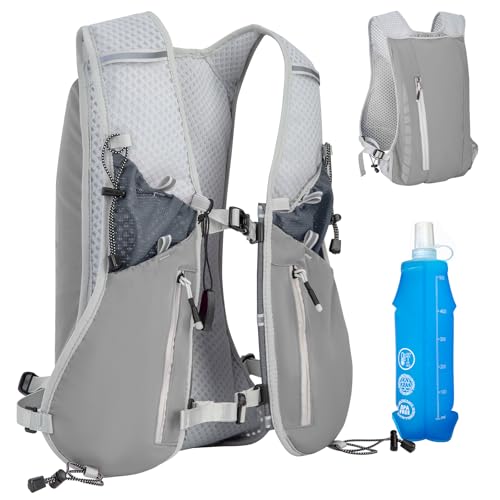 Sac à Dos de Course Ultraléger, Gilet Running avec Bouteille d'eau de 500 ML, Sac à Dos d'Hydratation, Réfléchissant Gilet Course a Pied Femme Homme pour Marathon, Cyclisme, Plein Air