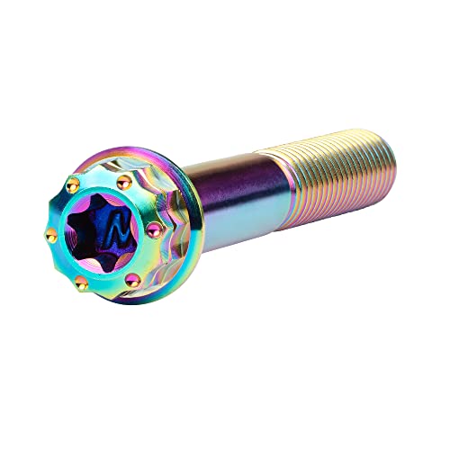 Image of Titanium Flange 12 Point Head M8 x15 20 25 30 35 40 45 50 55 60 65mm Screw Bolt Pack of 4 (M8x50mm, Rainbow)