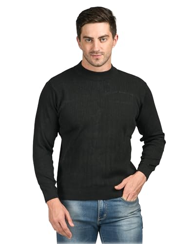 Image of Men Woolen Round Neck Solid Striped Design Pullover Heavy Rainbow Fabric Winter Wear Pure Wool Cardigan for Men Fully Warm Pullover Free Sizes