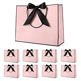 Paquete de 8 bolsas de regalo de lujo, elegante diseño de cinta rosa y negra para recuerdos de boda y embalaje para ocasiones especiales