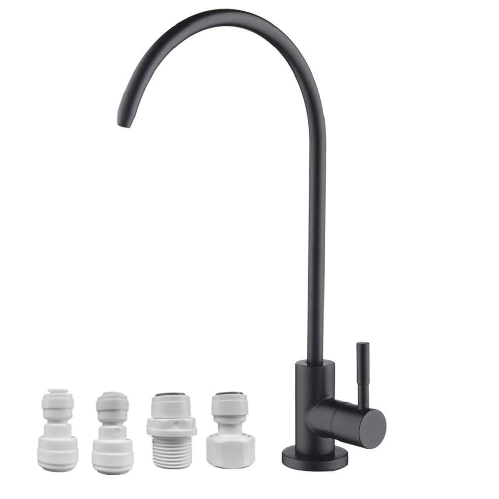 Grifo de Osmosis Inversa, Grifo de Agua Potable fácil de instalar, grifo de ósmosis inversa sin plomo para fregadero de cocina, 360 Grados Gire la Sola Palanca Negro
