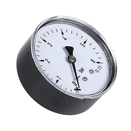Mini manómetro de alta precisión de 0-6 bar Probador de presión de montaje de rosca de 1/4 Npt Compatible con agua líquida de aceite de aire de combustible (Color : Black) (Black)