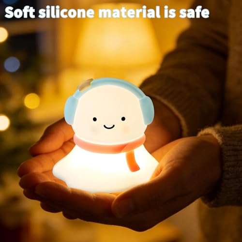 Image of Snow Baby Silicone Night Light - Rechargeable, Adjustable Brightness and Timer Function, Suitable for Children's Rooms and Bedrooms, Great Gift for Festivals