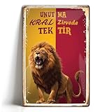 Türkisches Fußball Blechschild 20x30cm - Kral Tek Wanddeko für Fans - Vintage Cimbom Design - Geschenk für Ultras