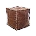YLKCU Pouf ottomano, Ottomane poggiapiedi Marocchino Fatto a Mano Comfort Home Boho Cuscino da Pavimento Ottomane poggiapiedi in Ecopelle Sgabello Quadrato Pouf Vintage Sedia-Marrone Scuro 45x45cm