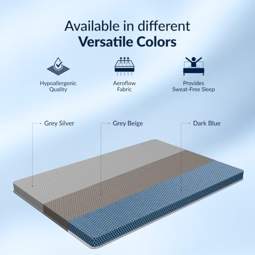 Image of SleepyHug SpineX Essential Orthopaedic Mattress | 4-Inch HR Foam with AirCell Technology | 3-Zone Support for Back Pain Relief & Spine Alignment | 72x48x4 Inch (Double, Blue) | 3-Year Warranty