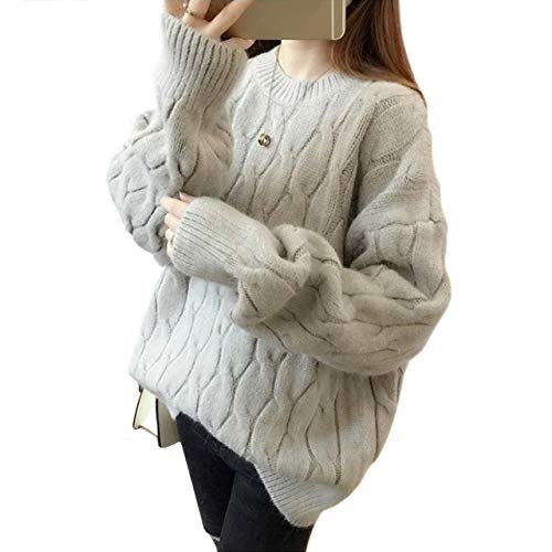 [スティーグル] ゆるニット セーター バルーン袖 ケーブル編み ニット 可愛い 可愛い服 可愛い洋服 ファッション vネックニット レディースファッション ニットセーター ニット冬 上品 おしゃれレディースファッション キレイメ 大きいサイズ 秋服 冬服 秋冬 長袖 ユッタリ 秋冬大きいサイズ セット 秋冬服 スマート ベーシック ビター 系 ちょいワル 秋冬大きいサイズセクシー グレー L