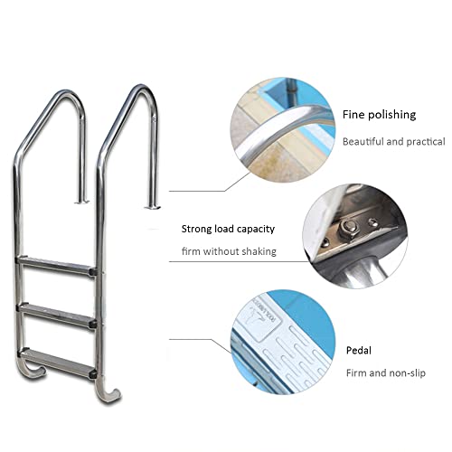 Escalera para piscina 3 peldaños acero inoxidable antideslizante miniatura 4