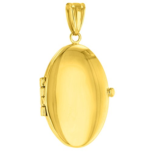 Jewelry America Solid 14K Yellow Gold Oval Locket Charm Pendant Necklace, 16" #TOP1