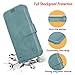VANAVAGY Wallet Case Compatible for iPhone 14 Plus/15 Plus for Women and Men,RFID Flip Leather Cover with Wrist Supports Wireless Charging with Card Holder and Glass Screen Protector,Forest Green