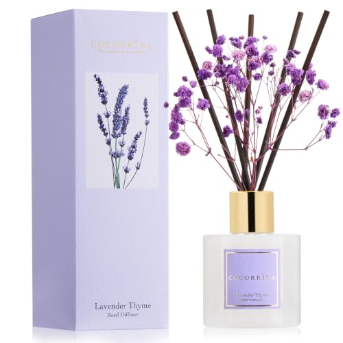 Image of COCORRINA Reed Diffuser - Lavender Thyme 3.38 fl oz Reed Diffuser for Bedroom Bathroom Home Decor