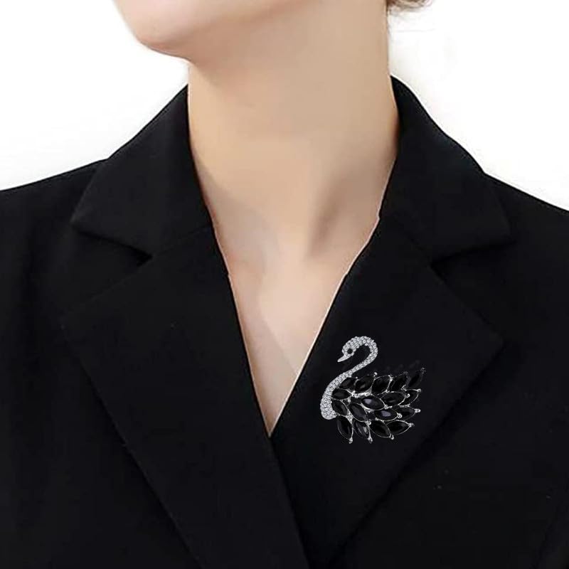 Image of Mahi Sparkling Studed Crystals Swan-Shaped Brooch Clothing Accessories for Women (PABP1101151PR)