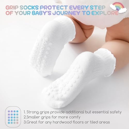 Aroveea Baby Toddler Socks Grip Non Slip Boys Girls Cotton 12 Pack for 6-12 Months Kids Ankle Cute Socks 6M-7Years - Thumbnail 4