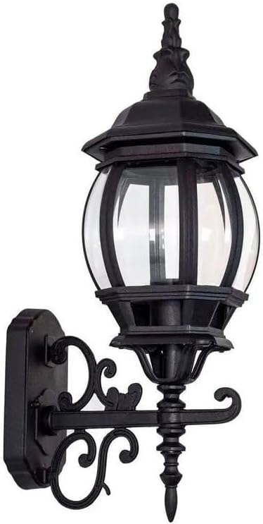 Arandela Colonial Externa Vintage Vidro e Alumínio Preto
