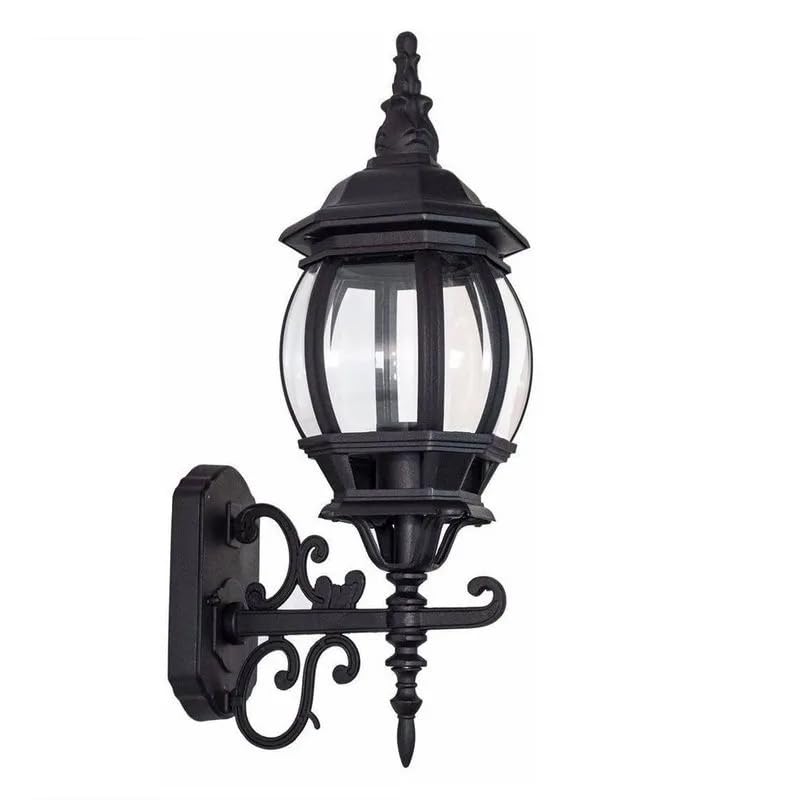 Arandela Colonial Externa Vintage Vidro e Alumínio Preto