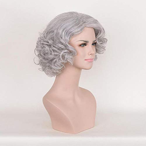 Moda Donna Moda Breve Ondulata Parrucca Grigio