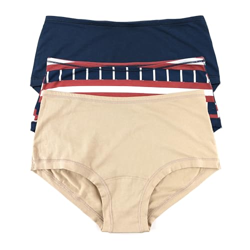 hanky panky - PlayStretch Natural Rise Boyshorts | Cotton Underwear for Women, Every day Panties | Sizes XS-XL | 3 pack