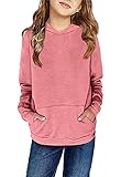 Haloumoning Kids Girls Fleece Pullover Hoodies Cute Leopard Printed Hooded Sweatshirts with Pockets 4-15 Years
