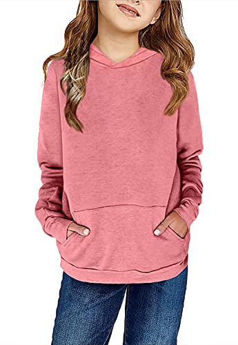 Haloumoning Kids Girls Pullover Hoodies Cute Leopard Printed Hooded Sweatshirts with Pockets 4-15 Years