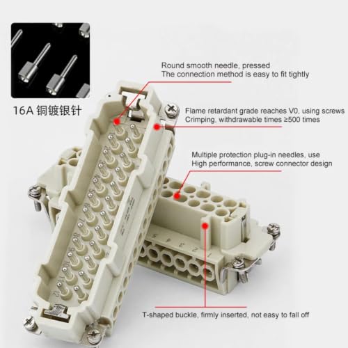 Conector de carga pesada rectangular HE-B-48 para líneas de 16A 4
