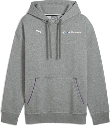 PUMA - Mens BMW MMS Ess+ Fleece Hoodie, Color Medium Gray Heather, Size: X-Large