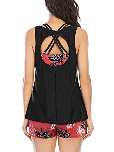 Century Star 3 Piece Tankini Bathing Suits for Women Athletic Swimsuits Tank Top with Bra and Boy Shorts Modest Swimwear4