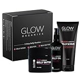 Glow Organics Stretch Mark Cream Belly Butter, Scrub and Oil, 3-Step Pregnancy Skin Care Kit, Belly Butter for Stretch Marks, Organic, Pregnancy & Baby Registry Must Haves, Mother To Be Gift.