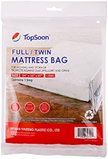 TopSoon Plastic Full/Twin Mattress Bag for Storage or Moving or Protection 54"X87"