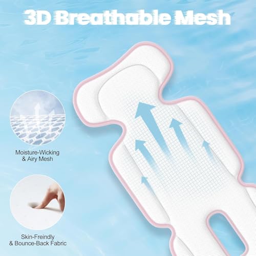 Image of Baby Stroller Cooling Pad, Up to 10H Cooling, 10000 mAh Rechargeable Car Seat Liner with 2 Built-in Blower, 3 Speed, Summer Essentials for Baby Girl Boy, Cooling Cushion for Toddler Outdoors, Pink