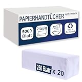 Reuschenbach Papierhandtücher 2-lagig | 100% Recycling, Zick-Zack-Falz, 5000 Blatt | 25x21 cm, braun, hygienische Falthandtücher aus Recyclingpapier