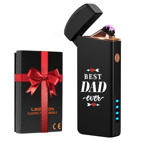 Coquimbo Fathers Day Dad Gifts for Men Him: Electric Lighter USB Rechargeable Windproof Flameless Arc Plasma Lighters Birthday Gifts for Grandpa Dad from Daughter Son