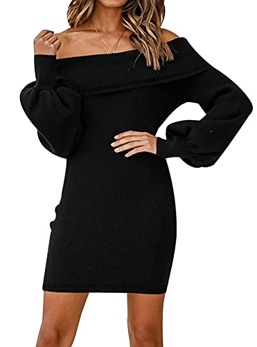 Maeau - Vestido de invierno elegante e informal para mujer, para el trabajo, compras, hogar, grande, monocolor, cálido, Negro , M Cover