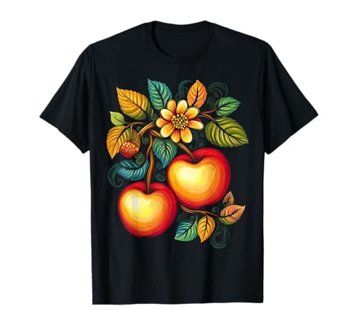 Apple Fruta Arte Ilustración Gráfico Impresión Motivo Apple Camiseta