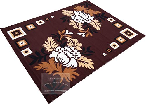 Image of Floral Carpet with Velvet Touch 8x11 Feet Brown Multi